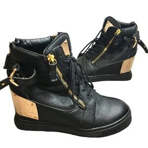 Giuseppe Zanotti Black and Gold High-Top Sneakers